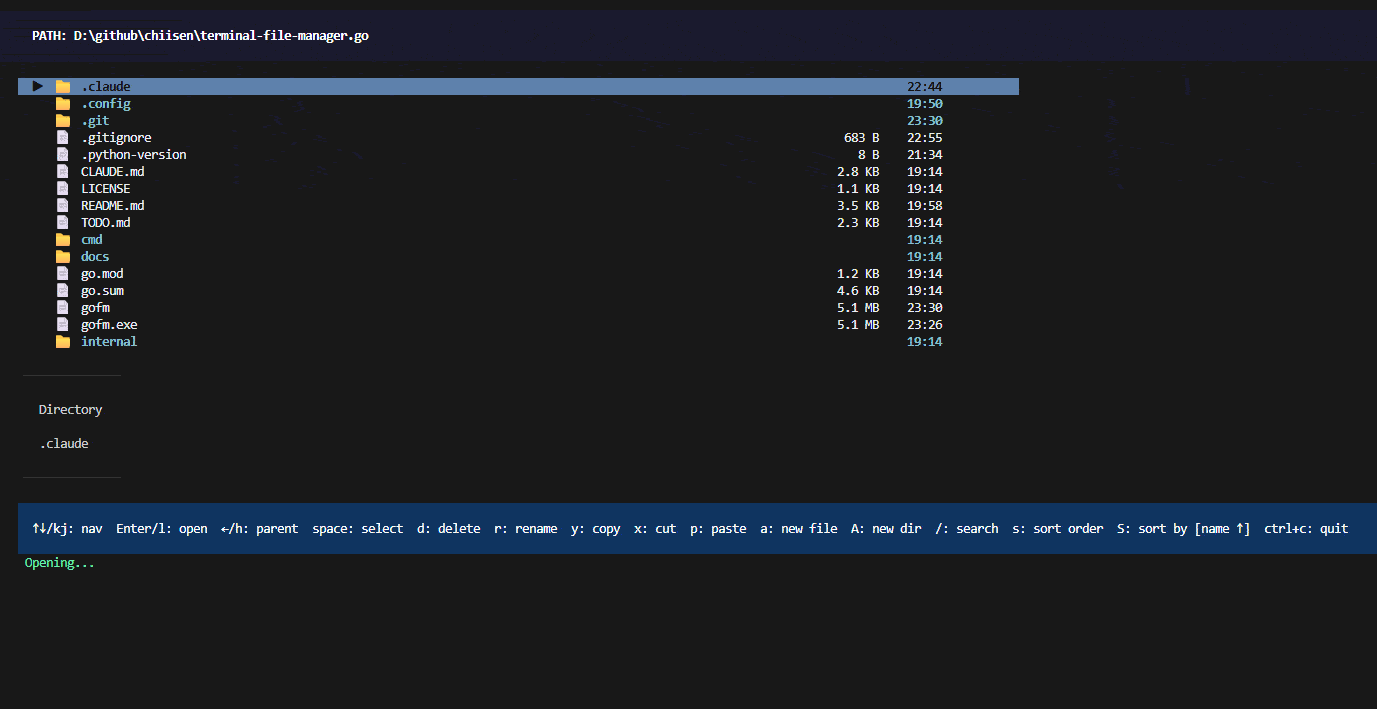 Terminal-file-manager-go